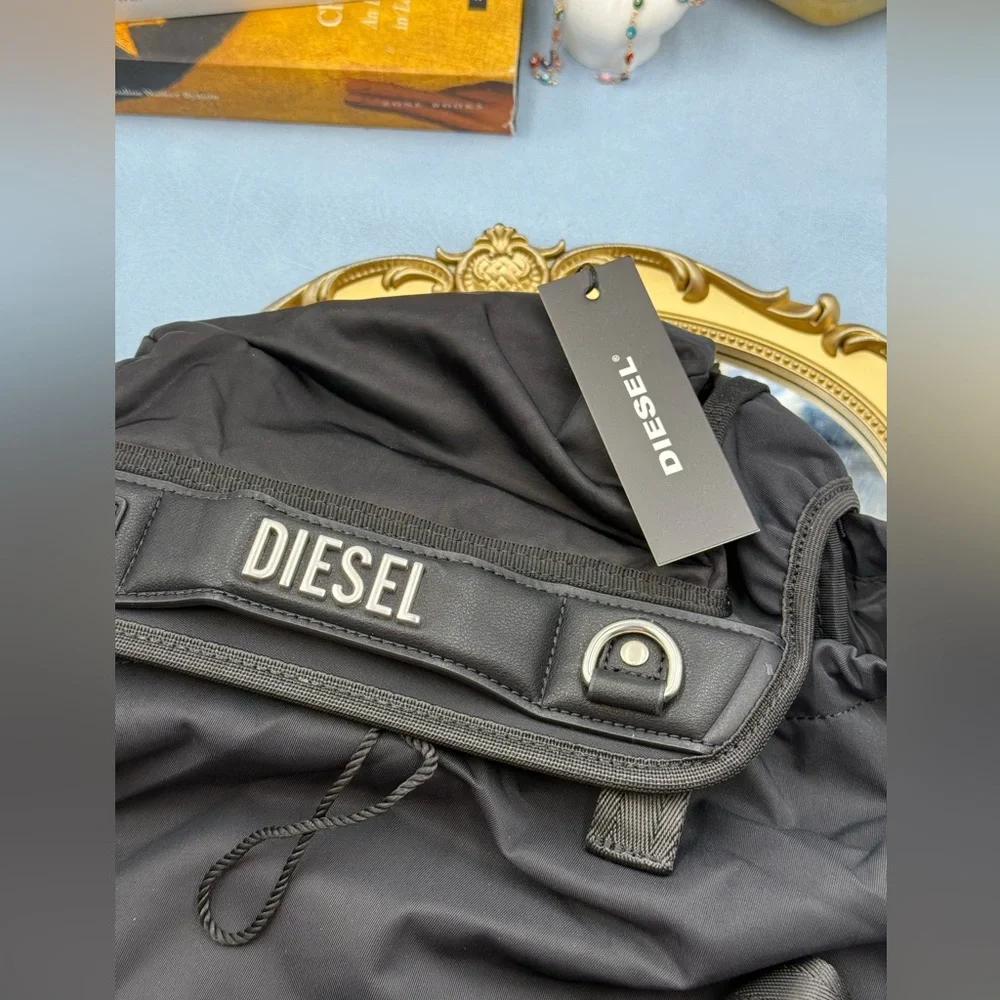 🆕 DIESEL 🧿 NWT Logos L-Large Backpack, Black Recycled Nylon - Picture 15 of 15